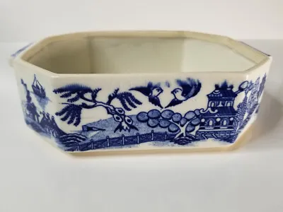 MORIYAMA Octagonal Dish Blue Willow 8  No Cover Made In Japan Imperfect • $45