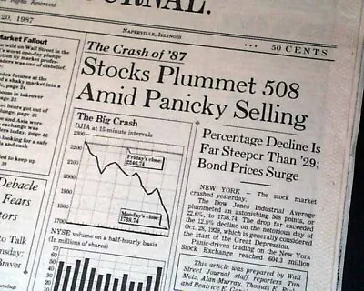$235 • Buy Best Stock Market CRASH Collapse New York Wall Street Journal 1987 NYC Newspaper