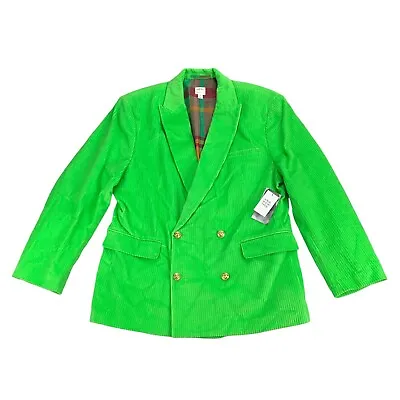 And Now This Mens Corded Corduroy Double Breasted Blazer Lime Green XL • $39.97