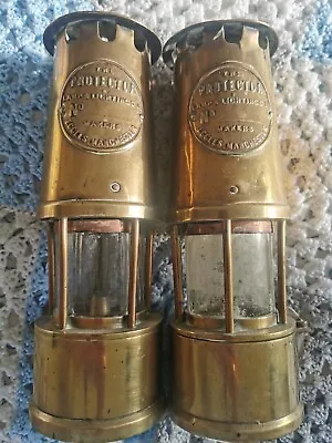 Vintage Miners Lamps Pair Eccles Protector • £200
