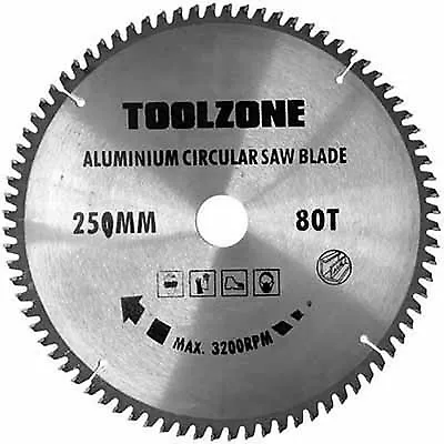 250mm Circular Saw Disc Blade With 80 TCT (Tungsten Carbide Tipped) Teeth • £9.99
