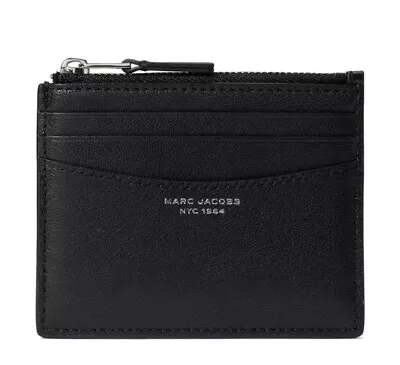 Marc Jacobs S177L03FA22 Women's The Slim 84 Zip Card Case Black Silver One Size • $83.98