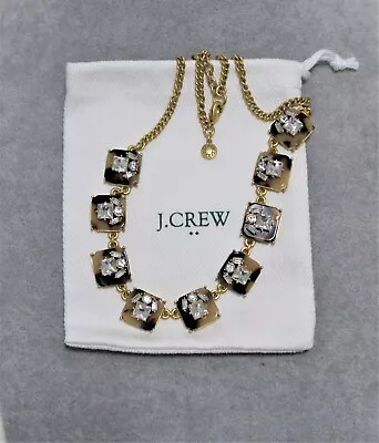 New J Crew Tortoise & Crystal Gold Tone Collar Statement Necklace • $18.95