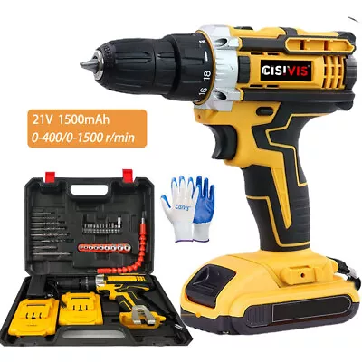 21V Cordless Hammer Drill Set Electric Impact Driver Screwdriver + 2 Battery UK • £27.99