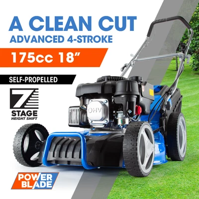 $369 • Buy PRESALE POWERBLADE 18  Self-Propelled Lawn Mower 175cc Petrol Push Lawnmower