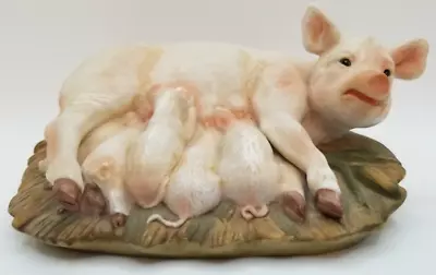 Homco Masterpiece Porcelain 1985 Mama Pig Feeding Piglets Figurine • $18