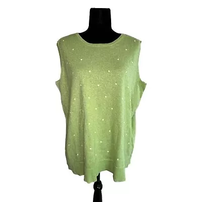 The Quaker Factory Green Beaded Women's Sleeveless Top 2X Pre-owned • $17