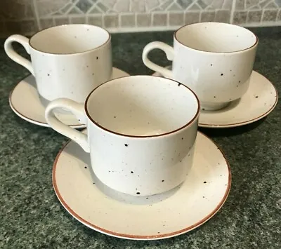 3 X Sampson Bridgwood/Broadhurst Tea Cups With Saucers - English Earthenware  • £4.95