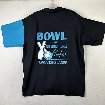 Vintage King Louie “Gladys” Bowling Shirt Button Down Custom Black Blue Men’s XL • $34.99