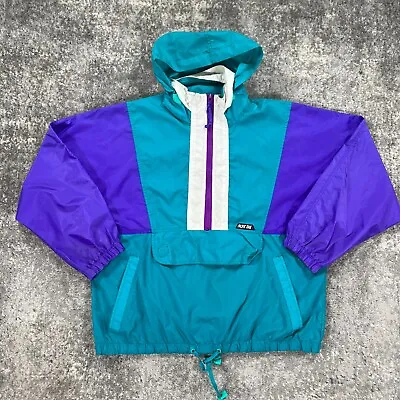 Vintage Pacific Trail Windbreaker Adult Small S Green Purple Anorak 1/2 Zip 90s • $15.98