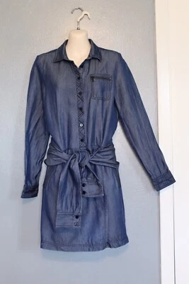 $39.99 • Buy Z Spoke By Zac Posen Chambray Blue Tie Waist Shirt Dress 4