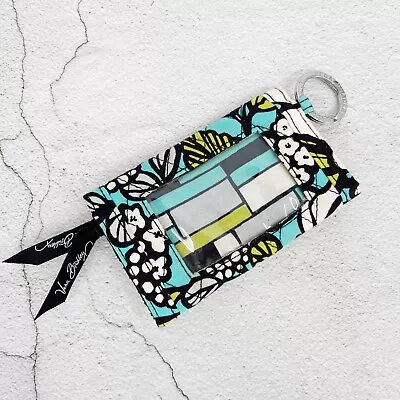 Vera Bradley Quick Swipe ID Wallet Key Ring Retired  Island Blooms   Teal Green • $9.60