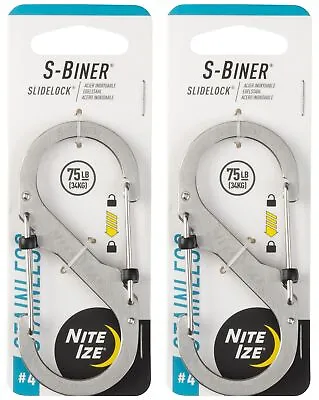 Nite Ize S-Biner SlideLock Stainless Steel Carabiner #4 - Stainless (2-Pack) • $12.61