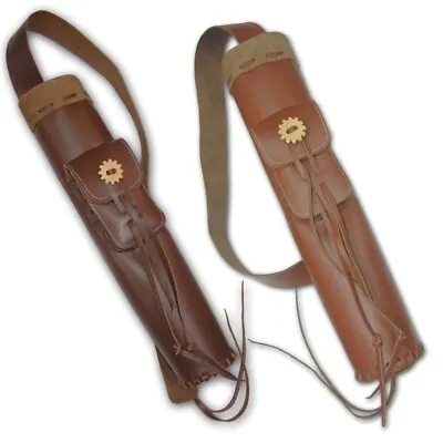 Traditional Hunting Outdoor Indoor Archery Leather Shoulder Back Arrow Quiver • $89.99