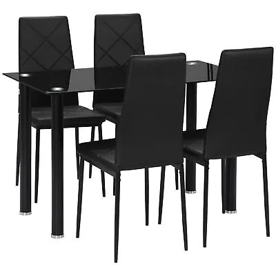 HOMCOM Dining Table Set For 4 Modern Kitchen Table And Chairs With Padded Seat • £159.99