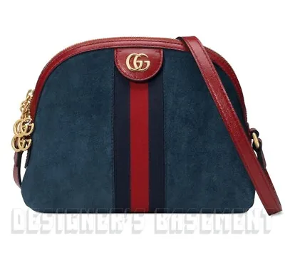 $1523.41 • Buy GUCCI Ophidia GG Marmont Logo Blue SUEDE & Red Leather Crossbody Bag Auth $2000!