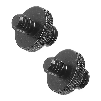 2pcs Mic Stand Adapter M8 Male To 1/4 Male Tripod Screw Double Sides Black • $11.99