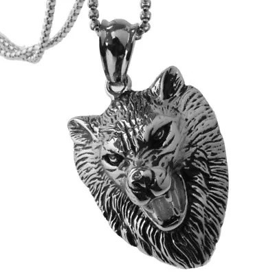 Fashion Wolf Pendant Vintage Stainless Steel Chain Necklace For Cool Men Jewelry • $7.89