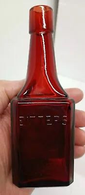 Vintage RUBY RED GLASS BOTTLE BITTERS WHEATON NJ  • $19.99