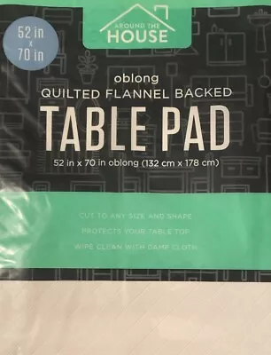 White Vinyl Quilted Flannel Dining Table Pad Protector 52 X 70 Oblong • $22.99