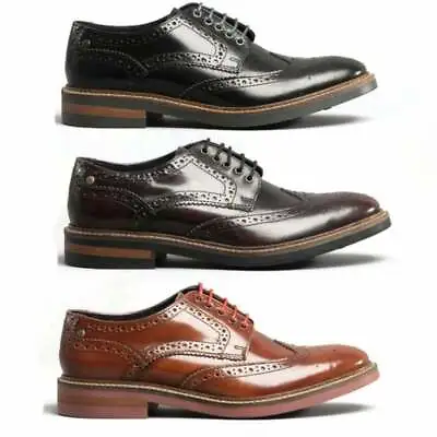 £66 • Buy Base London WOBURN Mens Formal Office Polished Leather Lace Up Brogue Shoes