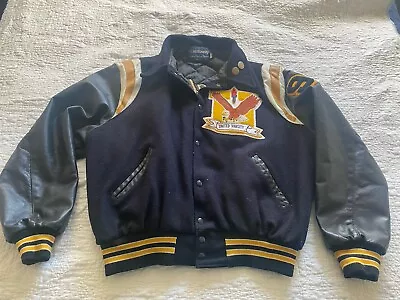 VINTAGE Holloway Letterman Varsity Jacket Mens Extra Large Wool And Leather EUC • $98.75