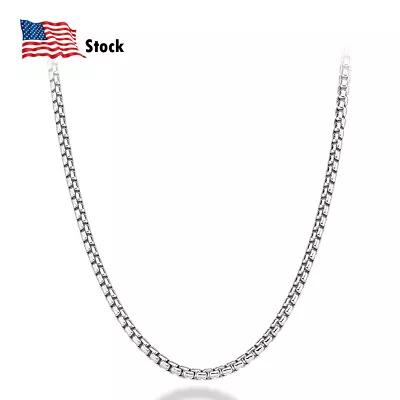 925 Sterling Silver 3mm Round Box Link Chain Necklace 18 -28  For Women & Men • $38.98