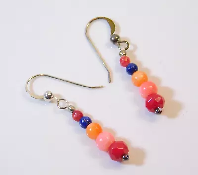 Jay King DTR Mine Finds Multicolor Coral And Lapis Bead Drop Earrings • $13.50