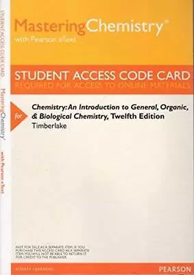 MasteringChemistry With Pearson Etext -- Valuepack Access Card -- For Che - GOOD • $6.58