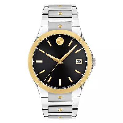 New Movado SE Two-Tone Stainless Steel Bracelet Mens Watch 0607596 • $1100