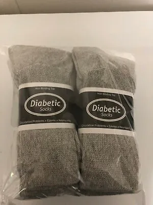 *** 6 Pair Gray Diabetic Crew Socks MADE IN USA 10-13*** • $12