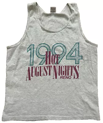 Vintage ‘94 Hot August Nights Large Mens Grey Tank Top Reno Sparks Single Stitch • $10.50