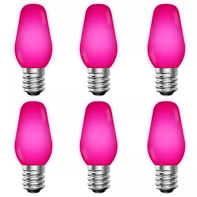 Luxrite C7 LED Pink Light Bulb For String Lights 0.5W E12 UL Outdoor 6 Pack • $11.95