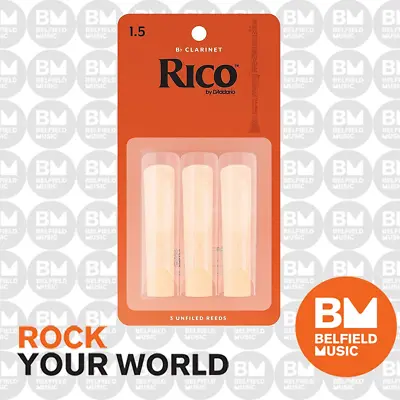 $14.99 • Buy 3 Pack Of Rico Bb Clarinet Reed Size 1, 1/2 Replacement Reeds 1.5 Strength X 3