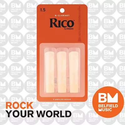 $15.99 • Buy 3 Pack Of Rico Bb Clarinet Reed Size 1, 1/2 Replacement Reeds 1.5 Strength X 3