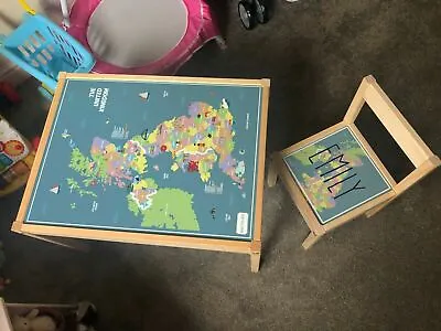 £24.99 • Buy Personalised Children's STICKER SET Ikea LATT Wooden Table And 1 Chair UK Map