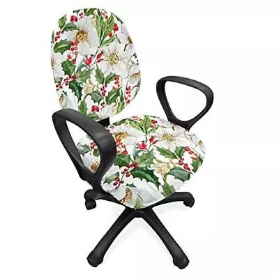  Watercolor Office Chair Slipcover Medium Size - 2 Pieces Vermilion Yellow • $43.14