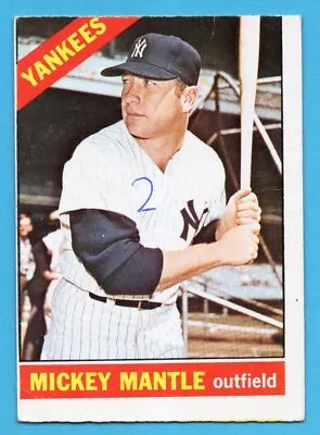 1966 O-Pee-Chee #50 Mickey Mantle VG CREASE MARKED New York Yankees Scarce  HOF • $500