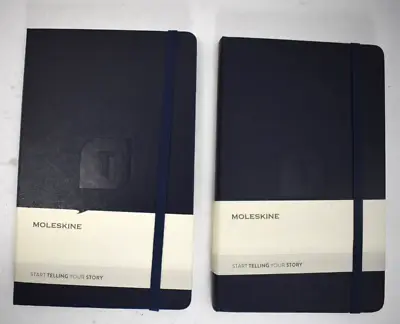 Moleskine Hardcover Ruled 5.25  X 8.25  Notebook Navy Blue Branded Lot Of 2 • $16.95