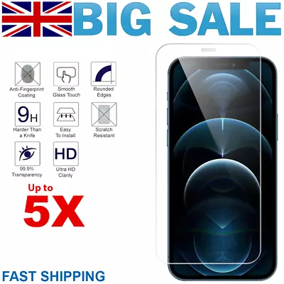 IPhone Tempered Glass Screen Protector For 15 14 13 12 11 Pro Max XR XS X 8 7 6 • £1.50