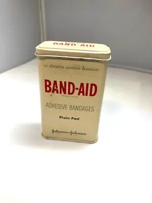 VTG Empty Metal Band-Aid Tin 33 Assorted Adhesive Bandages Plain Pad J & J NICE! • $20