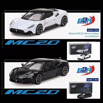 BBR 1:64 Model Car Maserati MC20 Bianco A &Nero Enigma Alloy Die-cast Vehicle • $27.90