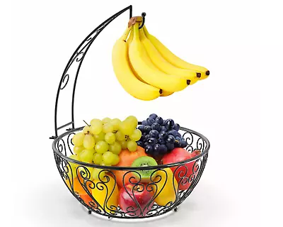 ODRAGO Fruit Basket Bowl With Banana Hanger Metal Wire Vegetable STORAGE • $28.99