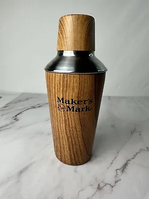 Makers Mark Bourbon Faux Wood Grain Stainless Steel Cocktail Shaker Rare • $21.99