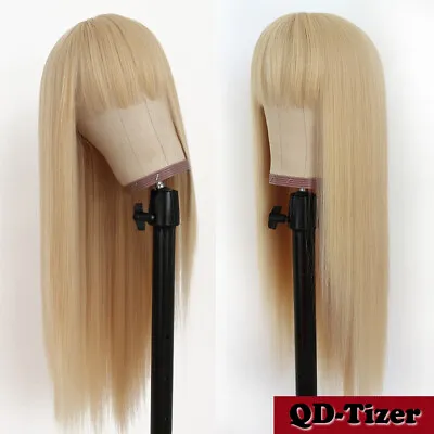 $20.40 • Buy Blonde Color Hair Synthetic No Lace Wigs Women Full Bangs Natural Heat Resistant