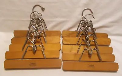 Vintage The Setwell USA Wooden Clamp 10  Hangers Pants Skirt Lot Of 10 • $59.95