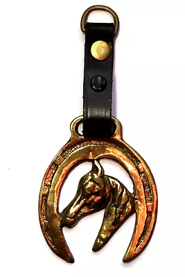Vintage 6  Martingale Brass Leather Horse Medallion Hanging Clip Head Design A9 • $14.75