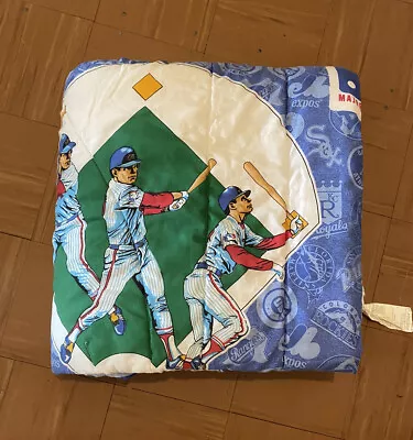 Vintage 1991 MLB Baseball Comforter Blanket 90s MLB Logos Mancave Decor FULL • $45