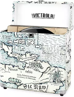 Victrola Vintage Style Vinyl Record Storage And Carrying Case (RETRO MAP) • $55.99