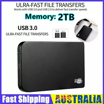 Portable 2TB HDD External Hard Drive Enclosure USB 3.0 SSD Memory Storage Disk • $22.59